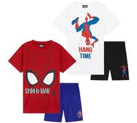 Marvel Pyjama Spiderman Garçon, Doux et Confortable Pyjama Enfant, Un Paquet de 2 (Rouge/Blanc, 9-10 Ans)