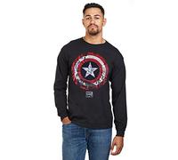 Marvel Captain America Comic Shield Haut à Manches Longues, Noir, XXL Homme