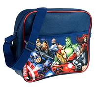 Marvel Sac à bandoulière Avengers avec tous les personnages Grand sac à dos d'école pour les fans de Marvel Super Courier Sac à dos pour la rentrée scolaire ou le collage, bleu marine, Taille unique