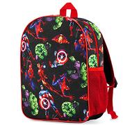 Marvel Sac à Dos Enfant Spiderman Avengers Hulk Petit Sac à Dos Enfants Garçons, Cartable Maternelle Garcon, Sacs à Dos pour Enfant, Cadeau Rentrée Scolaire Maternelle (Noir/Multi Avengers)