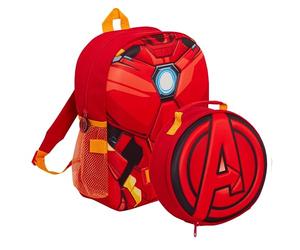 Marvel Sac à dos Iron Man pour enfant avec sac à déjeuner amovible et porte-bouteille d'eau assorti 2 pièces