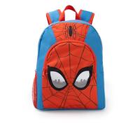 Marvel Sac à dos Spider-Man rouge et bleu pour garçon | Sac d'école zippé avec bretelles rembourrées | Motif toile d'araignée et masque | Poche avant zippée et rangement latéral en filet