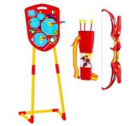 Kit tir à l'arc mousse Iron Man Marvel avec 3 flèches ventouse, carquois réglable et grande cible sur pied 100 cm Rouge