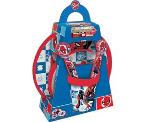 Marvel Set gruau 5 pièces rouge et bleu en plastique Spiderman assiettes en verre couverts