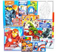 Marvel Shop Avengers Kit de dessin d'activités - 30 pièces pour loisirs créatifs avec bloc, crayons de couleur, autocollants, plus (étui Marvel Art)
