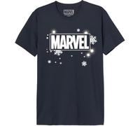 Marvel « Snowflakes & Stars Logo » MEMARCOTS267 T-Shirt Homme, Navy, Taille L