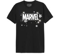 Marvel « Snowflakes & Stars Logo » MEMARCOTS267 T-Shirt Homme, Noir, Taille XL