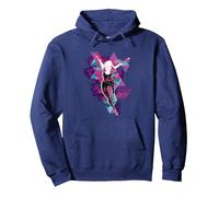 Marvel Spider-Man: Across The Spider-Verse Gwen Glitch Sweat à Capuche, Unisexe pour Adultes, Bleu Marine, L