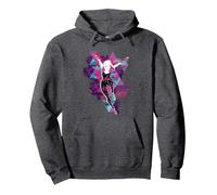 Marvel Spider-Man: Across The Spider-Verse Gwen Glitch Sweat à Capuche, Unisexe pour Adultes, Chiné Foncé, L