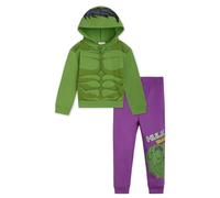 Marvel Spider-Man Avengers Ensemble chandail à capuche en polaire et pantalon de jogging pour enfant (2T - 18-20), Vert/violet, Hulk, 4 ans