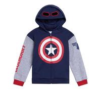 Marvel Spider-Man Avengers Sweat à capuche zippé en polaire pour enfant (2T - 18-20), Bleu marine/gris, Captain America, 5