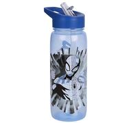 MARVEL Spider-Man BOUTEILLE D'EAU avec embout et poignée, transparente BOUTEILLE AVEC PAILLE 600 ml (Bleu Spider-Man)