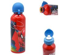 Marvel Spider-Man Bouteille d'eau en aluminium pour enfants - Bouteille d'eau étanche avec couvercle à rabat - Léger, réutilisable, sans BPA - Pour l'école, le sport et l'extérieur (rouge)