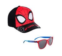 Marvel Spider Man Casquette et lunettes de soleil pour enfants, lunettes de soleil protection UV, bonnet de baseball pour enfant Noir