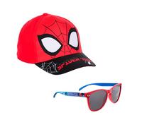 Marvel Spider Man Casquette et lunettes de soleil pour enfants, lunettes de soleil protection UV, bonnet de baseball pour enfant Rouge