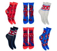 Marvel Spider-Man Chaussettes pour Garçon, Lot de 6 Chaussettes Classiques en Coton pour Enfants, Tailles EU 23 à 34 (FR/ES, Numérique, 27, 30, Taille normale, Multicolore)