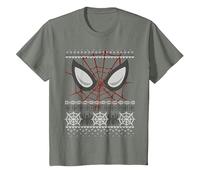 Marvel Spider-Man Eyes Ugly Pull de Noël T-Shirt, Enfant, Vert Kaki chiné, 12 Ans