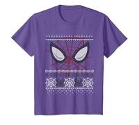 Marvel Spider-Man Eyes Ugly Pull de Noël T-Shirt, Enfant, Violet Chiné, 2 Ans