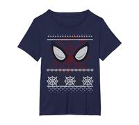 Marvel Spider-Man Eyes Ugly Pull de Noël T-Shirt, Femme Grandes Tailles, Bleu Marine, 6X