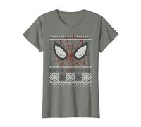Marvel Spider-Man Eyes Ugly Pull de Noël T-Shirt, Femme, Vert Kaki chiné, XL