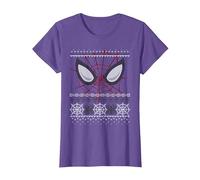 Marvel Spider-Man Eyes Ugly Pull de Noël T-Shirt, Femme, Violet Chiné, XS