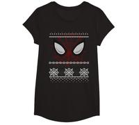Marvel Spider-Man Eyes Ugly Pull de Noël T-Shirt, Fille, Noir, M