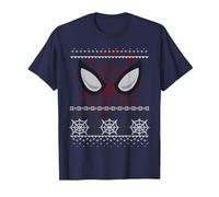 Marvel Spider-Man Eyes Ugly Pull de Noël T-Shirt, Homme, Bleu Marine, S