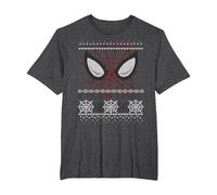 Marvel Spider-Man Eyes Ugly Pull de Noël T-Shirt, Homme Grandes Tailles, Chiné Foncé, 2X Tall