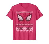 Marvel Spider-Man Eyes Ugly Pull de Noël T-Shirt, Homme, Rouge Chiné, S