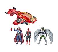 Pack de 3 figurines articulées avec véhicule jet araignée Spiderman 3 Marvel Multicolore G