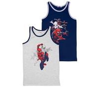 Marvel Spider-Man Lot de 2 maillots de corps pour garçon - Débardeurs, chemises, sous-vêtements, gris/bleu, gris/bleu, 134-140