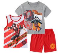Marvel Spider-Man Miles Morales Ensemble débardeur et short 3 pièces pour petits et grands enfants, Rouge, 7