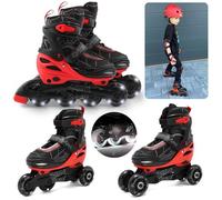 MARVEL Spider-Man - Rollers soft boot 3-en-1 pour enfants, réglables, à LED - classiques, PATIN A ROULETTE, en mode quads 34-37 EU 37