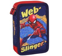 Marvel Spider Man Trousse d'écolier Deux Compartiments avec Fournitures Scolaires pour garçon pour L'ÉCOLE - 32 éléments, 2 Zip (Spider-Man A)