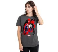 Spiderman Classic Spiderman 2 Gamerverse Symbiote Ladies T Shirt, Charcoal, Charbon, M Femme