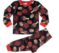 Marvel Spiderman and Iron Man Polaire Ultra Douce Ensemble de Pyjama à Manches Longues, Red/Black, 9-10 Ans: 140cm, Noir