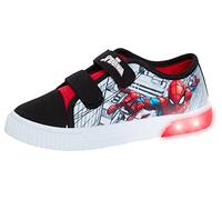 MARVEL Spiderman Baskets en toile lumineuses pour garçons avec lumières clignotantes, noir/gris, 31 EU