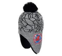 Marvel Spiderman - Bonnet d'hiver pour garçon - Avec pompon - Article sous licence - Bonnet tricoté avec doublure en polaire et protection des oreilles - Bonnet à pompon chaud pour garçon - Gris ou