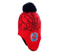 Marvel Spiderman - Bonnet d'hiver pour garçon - Avec pompon - Article sous licence - Bonnet tricoté avec doublure en polaire et protection des oreilles - Bonnet à pompon chaud pour garçon - Gris ou