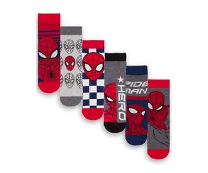 Marvel Spiderman Boys 6 Pack Chaussettes | Chaussettes de caractère athlétique multicolore pour enfants | Spider-Man Avenger super-héros Graphic chaussures | Confortable Enfants Set