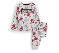 Marvel Spiderman Boys pyjama ensemble | graphique à manches longues pour enfants en gris | Partout imprimé Spider-Man rouge & noir vêtements de nuit | Film Bande Dessinée Vêtements De Nuit Marchandise