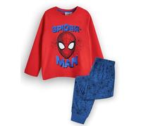 Marvel Spiderman Boys pyjama ensemble | graphique à manches longues pour enfants en rouge et bleu | Spider-Man masque haut palmé partout imprimé bas | Film Bande Dessinée Vêtements De Nuit Marchandise