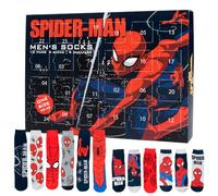 Marvel Spiderman Calendrier de l'Avent avec 12 paires de chaussettes Taille 40-45 pour homme Calendrier de Noël avec baskets et chaussettes longues