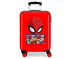 Marvel Spiderman Comic Valise de cabine rouge 38 x 55 x 20 cm rigide ABS fermeture à combinaison latérale 34 L 2,66 kg 4 roues doubles bagage à main