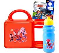 Marvel Spiderman - Ensemble de boîtes à déjeuner spidey style Bento, bouteille avec mini livre de coloriage Spiderverse, plus | Fournitures scolaires pour enfants