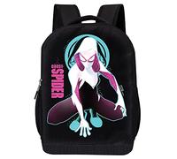 Marvel Spiderman Ghost Spider Sac à dos d'école - Sac à dos Gwen Stacy noir 40,6 cm en maille rembourrée, Araignée rose, Large, Podghost