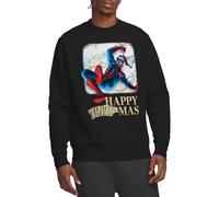 Marvel Spiderman Happy Thwipmas Christmas Window Unisex Sweatshirt, Black Maillot de survêtement, Noir, L Mixte
