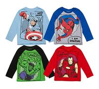 Marvel Spiderman Little Boys Raglan 4 Pack Long Sleeve Graphic T-Shirt 6