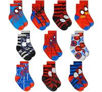 Marvel Spiderman Lot de 10 paires de chaussettes antidérapantes pour tout-petits garçons, motif Spiderman incroyable, Imprimés d'araignée, 4-5 ans