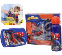Marvel Spiderman Lot de 2 boîtes à déjeuner et bouteille d'eau pour enfants - Bouteille de sport sans BPA de 500 ml - Boîte à sandwich isotherme pour l'école, les voyages et les pique-niques - Cadeau